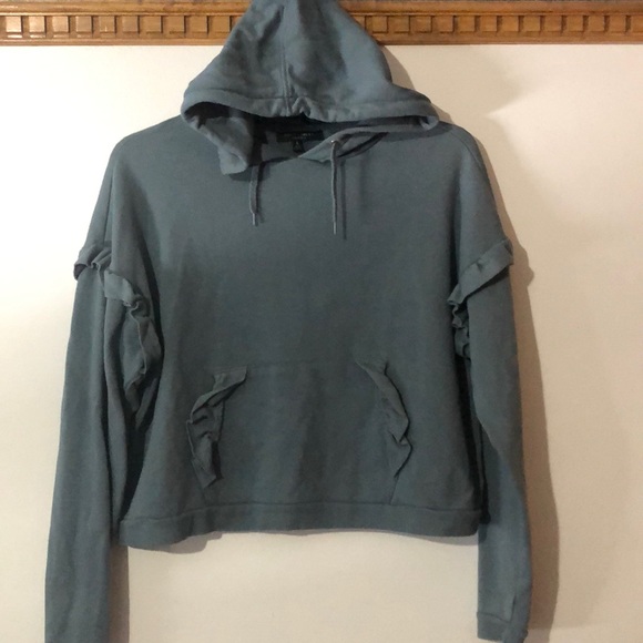 Romeo + Juliet Couture Sage Green Ruffle Hoodie - Picture 4 of 5